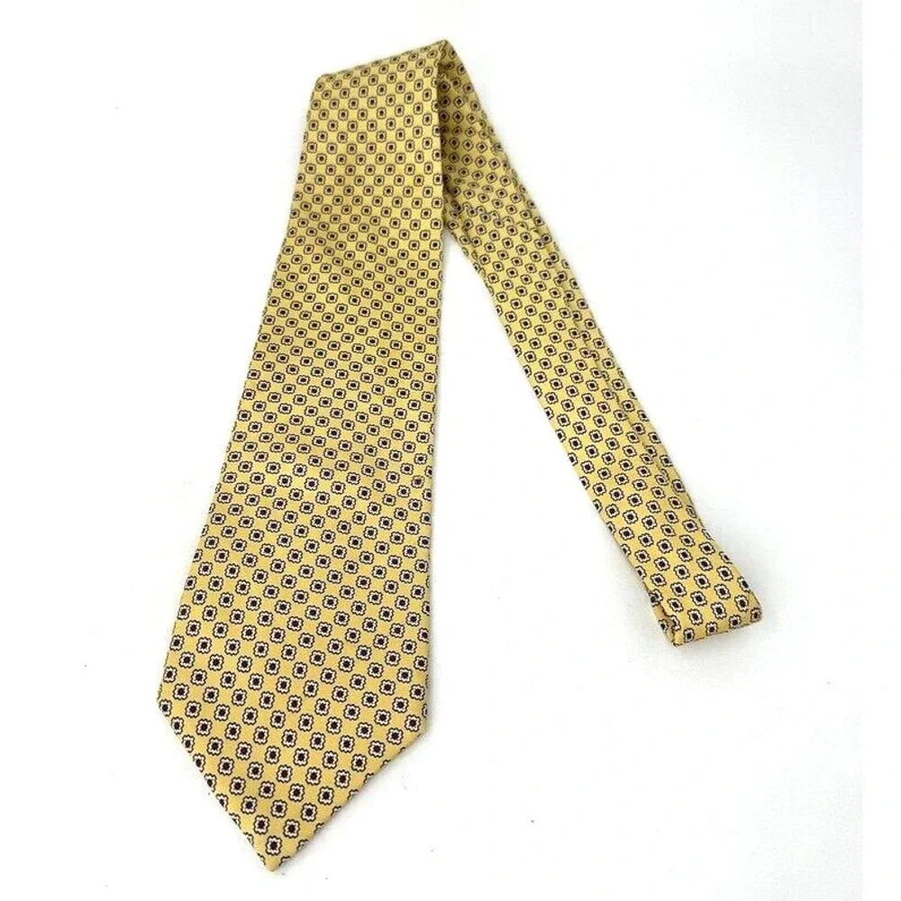 Brooks‎ Brothers Makers Neck Tie Silk Geometric Yellow USA Mens